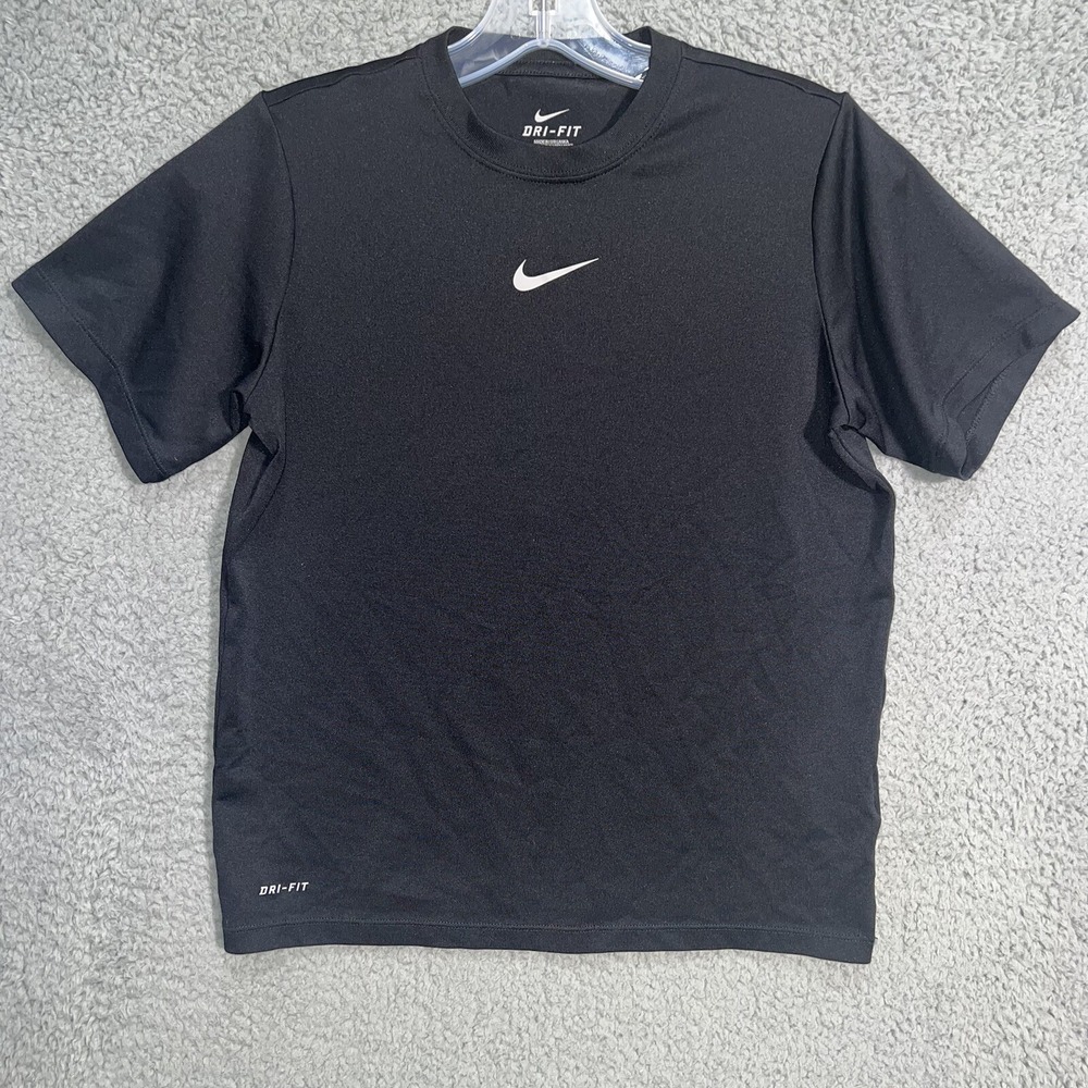 Nike T Shirt Women's Sz M Black Center Swoosh Dri Fit ADV Gym Running Activewear